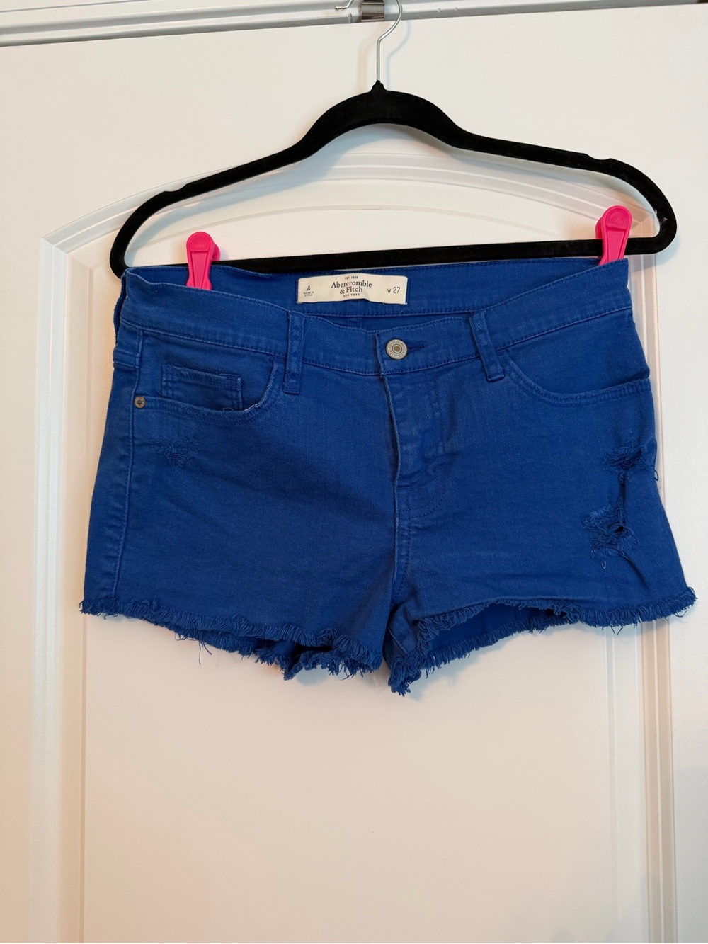 Abercrombie & Fitch cobalt blue denim cutoff shorts